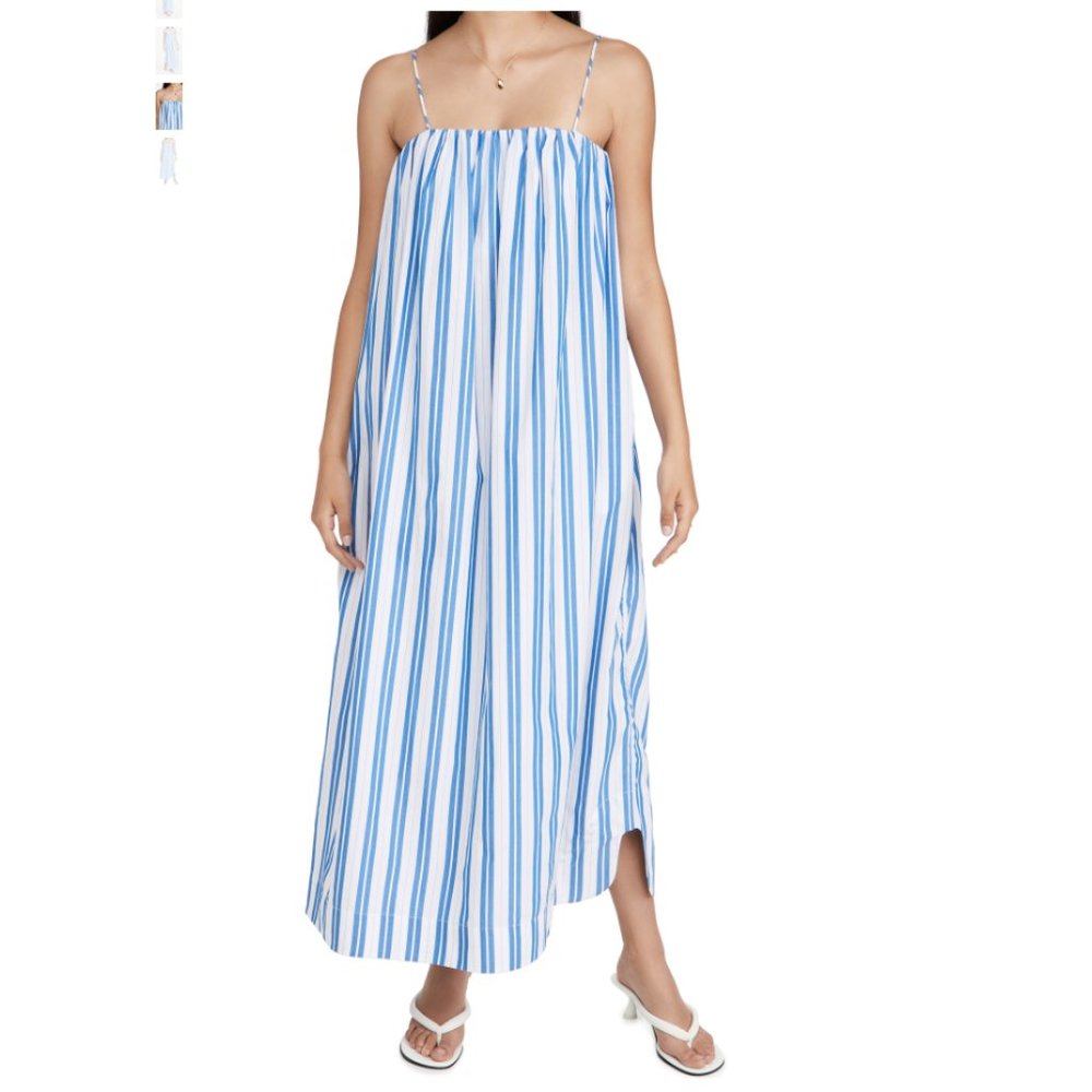 Ganni Stripe Cotton Strap Dress